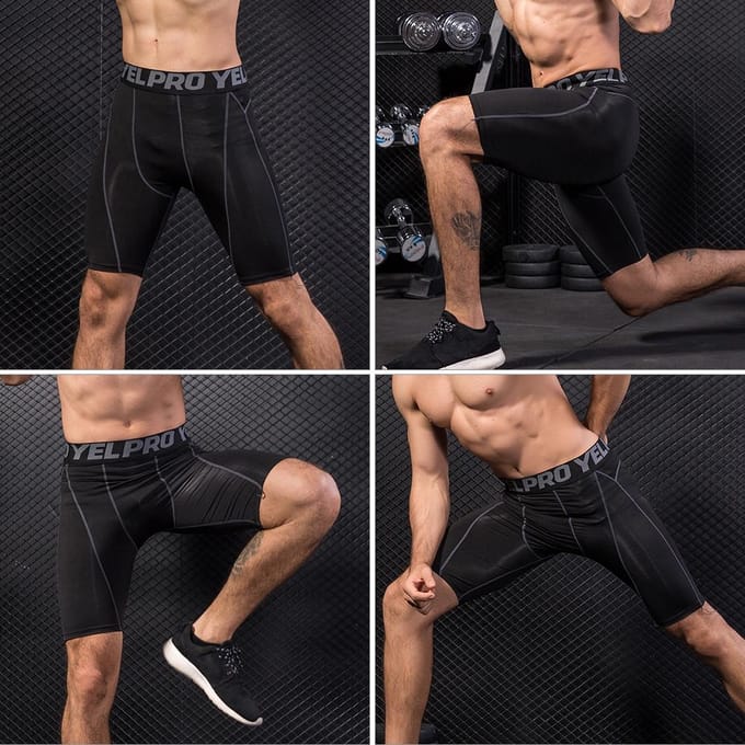 Lot de 3 shorts de compression pour hommes, sous-vêtements d'entraînement actif All BlackS black