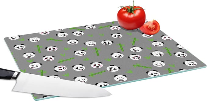 Glazen Snijplank - 39x28 - Panda - Bamboe - Design - Snijplanken Glas