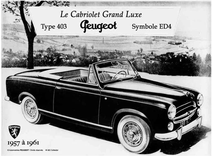 Metalen Bord 15x20 Peugeot 403 Cabriolet