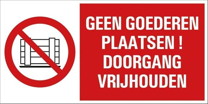 Pickup - Geen goederen plaatsen - conform NEN-EN-ISO 7010 bord 30x15 cm