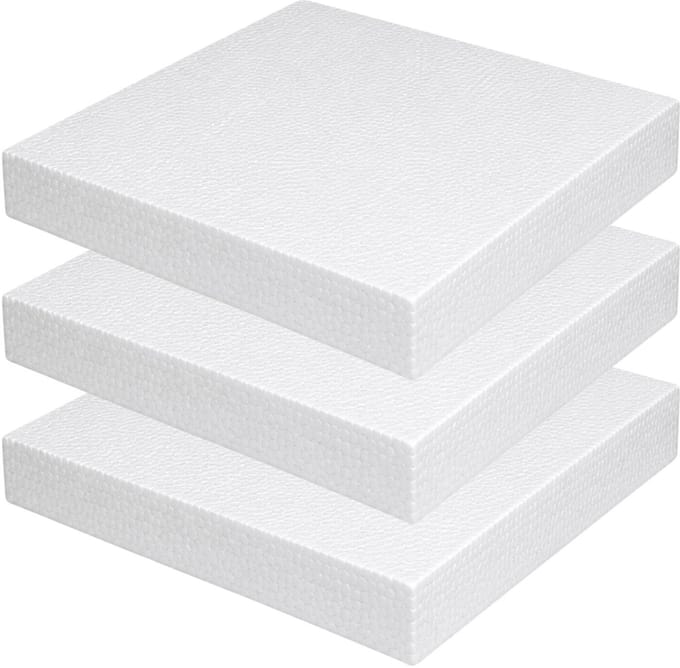 Piepschuim vormen - vierkant - 3x - 20 x 20 x 3 cm - styropor hobby / DIY vorm - basis knutselfiguren
