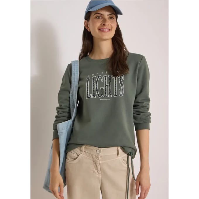 Sweatshirt met opdruk en trekkoord