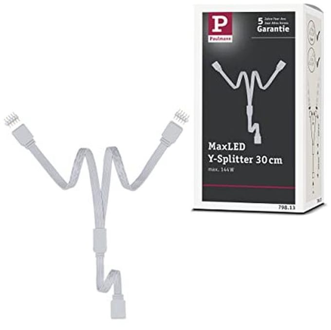 Y-splitter 1 op 2 voor LED strip - 30 cm max. 144 Watt - Wit kunststof