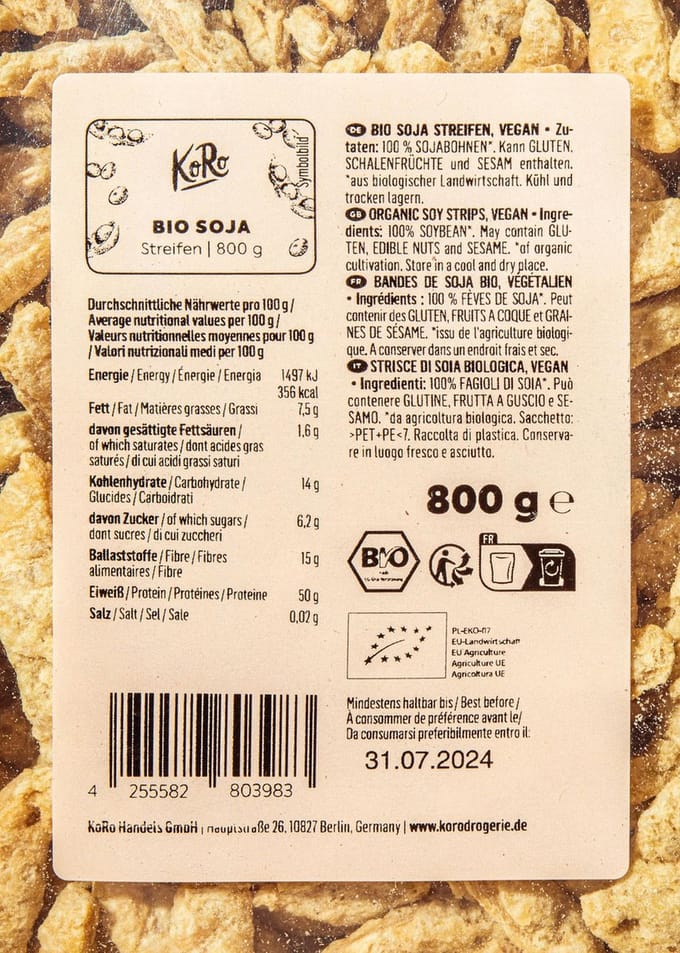 Bio sojastrips 800 g