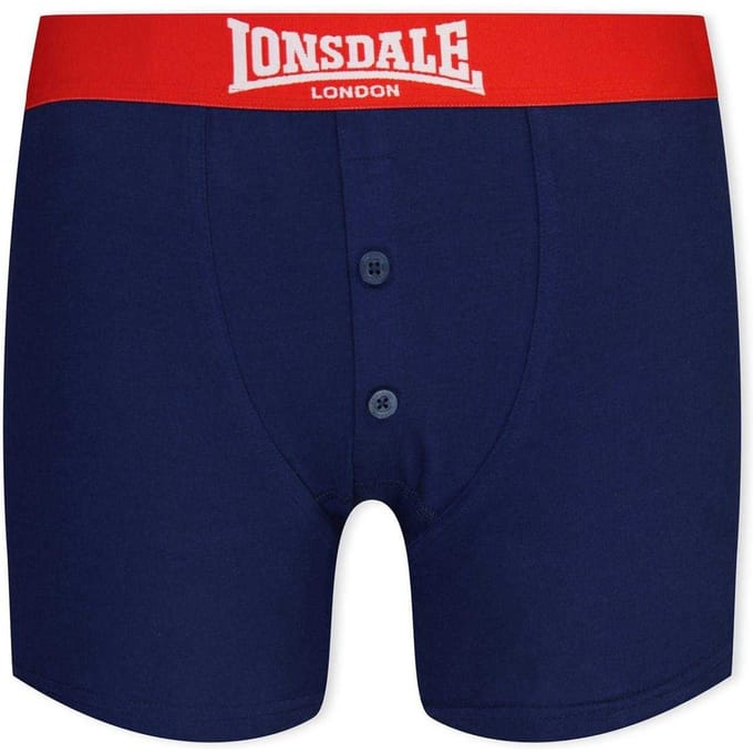 Lonsdale Boxershorts voor jongens (Set van 2) (Marine/Rood)