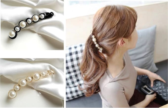 Haarklemmen - Hairpin - Haarclip - Haarspeld - 10.5x1.7cm - Set van 2Stuks - Parel