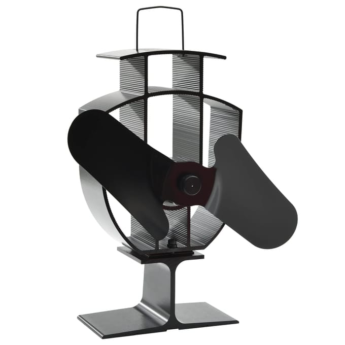 vidaXL Kachelventilator met 2 vinnen zwart