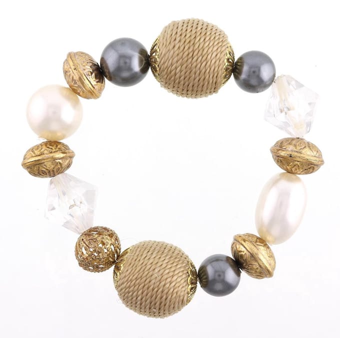 Behave Dames armband elastisch - bruin beige grijs