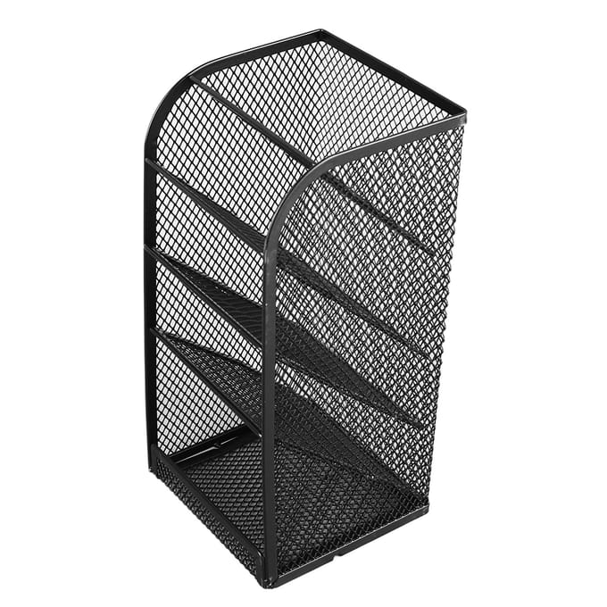 Porte-stylo multifonctionnel à insertion inclinée en métal multicouche pour bureau gray