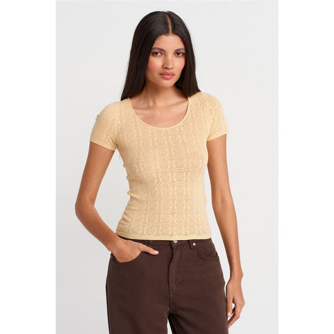 Smalle Pasvorm Ribbels Textuur Blouse