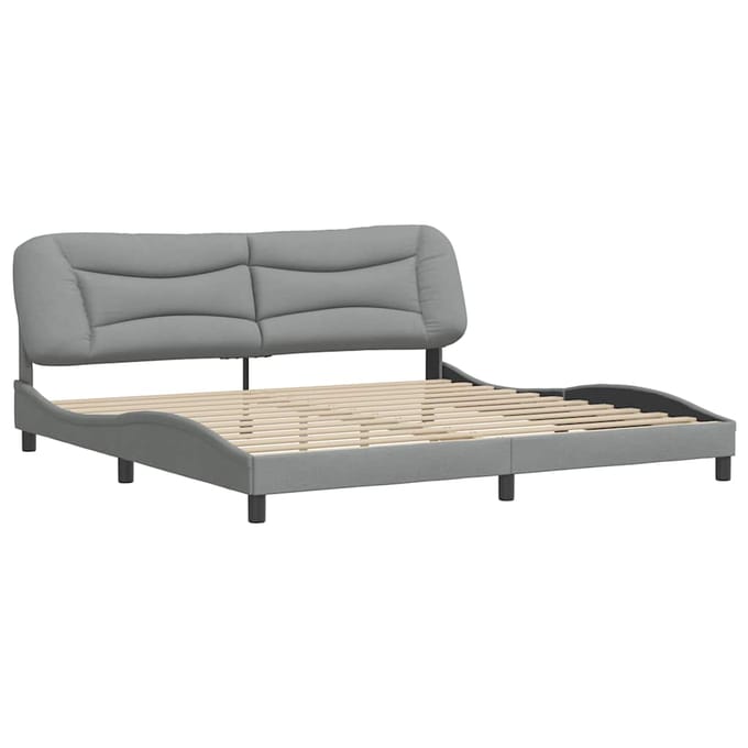 vidaXL - Bedframe - zonder - matras - "Hvar" - stof - lichtgrijs - 200x200 - cm