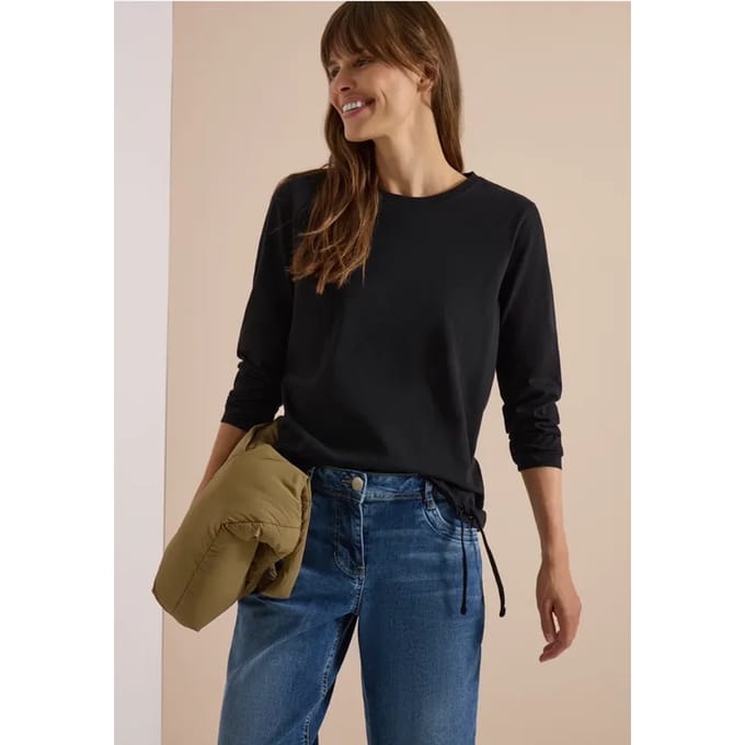 Longsleeve met ronde hals en tunnelkoord