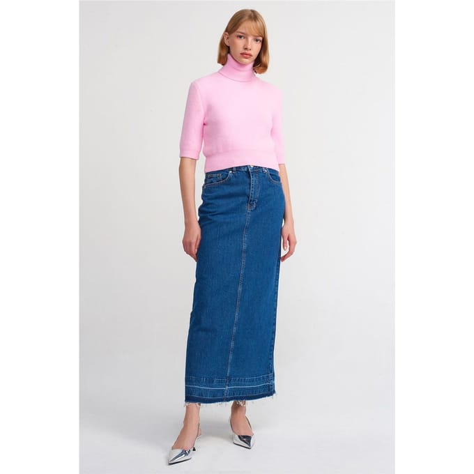 Hoge Taille Rechte Maxi Jeansrok