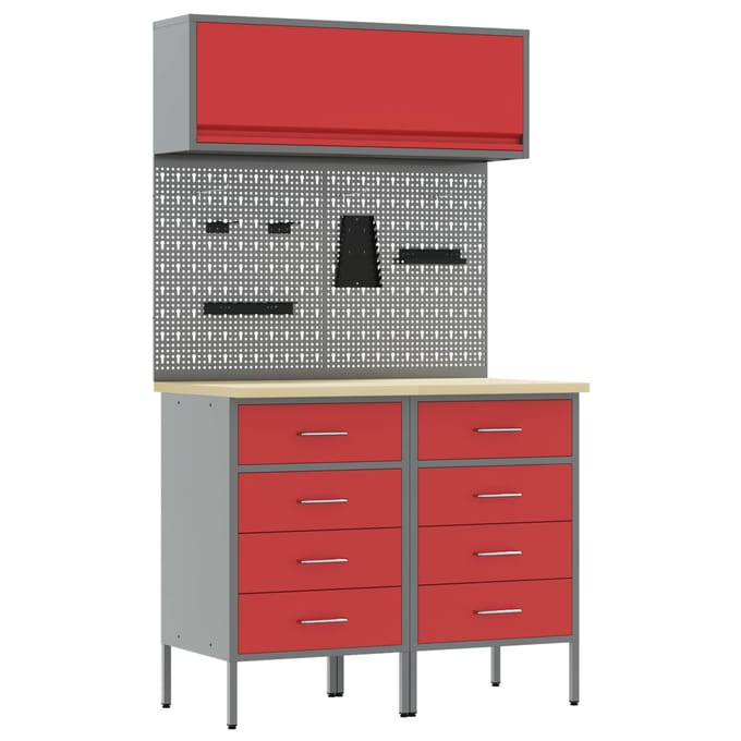 vidaXL - Werkkast - Set - met - lade - met - plank - met - opslag - 5 - st - Rood