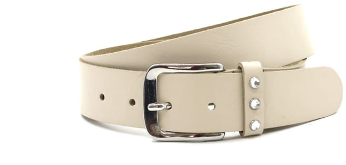 dames riem beige strass - 4 cm breed - Leer - Riem met studs - Casual - Maat 90