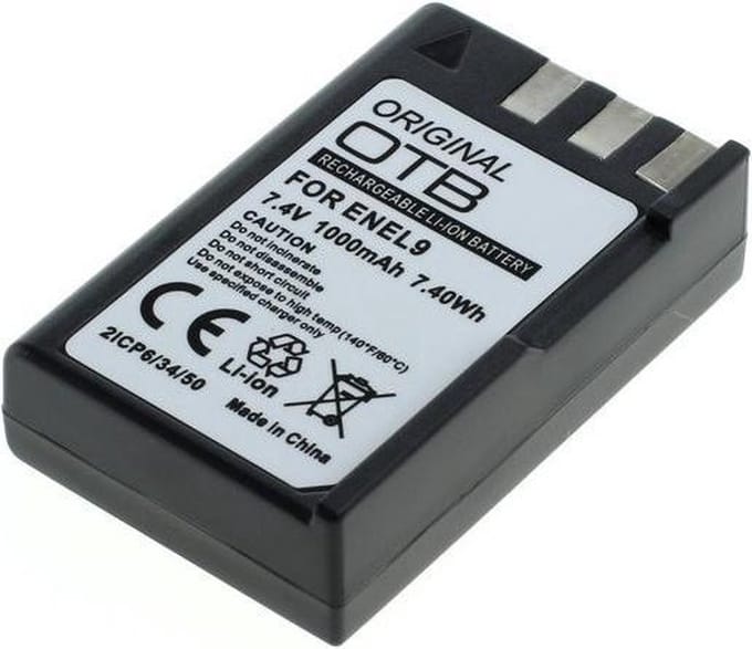 Accu voor Fuji Nikon EN-EL9 / EN-EL9a 1000mAh