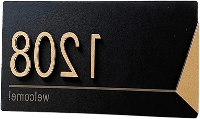 Acryl Deur Plaat - Huisnummer Bord - Adres Aangeven - Moderne Stijl - 30x12cm - Goud