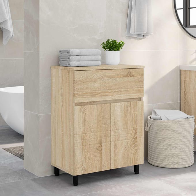 vidaXL - Badkamer - vaniteitsunit - Sonoma - Eiken - 60 - x - 35 - x - 80 - cm