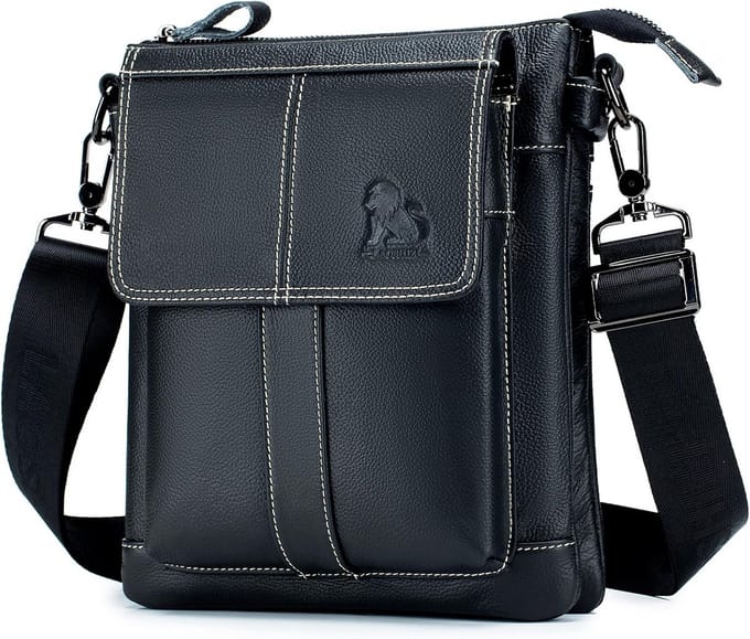 Leren Schoudertas Heren Crossbody Handtas Verstelbare Band