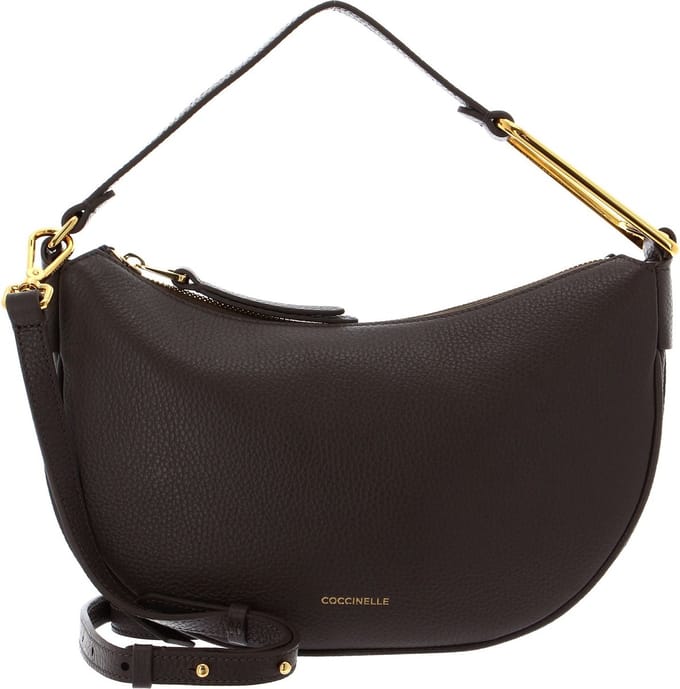 COCCINELLE Leren Schoudertas Priscilla Handbag Grained Leather Coffee Donkerbruin