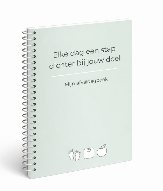 Afvaldagboek / eetdagboek + gewicht tracker + stappentracker - 24 weken - weekplanner - invuldagboek - A5 formaat
