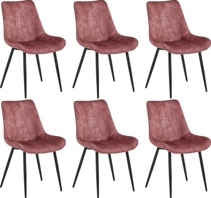Colenis® - Verta Eetkamerstoel - Set Van 6 - Roze - Adoré Velvet - Industrieel