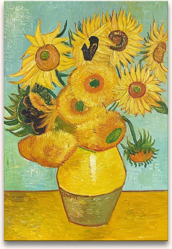 Handgeschilderd schilderij Olieverf op Canvas - Zonnebloemen