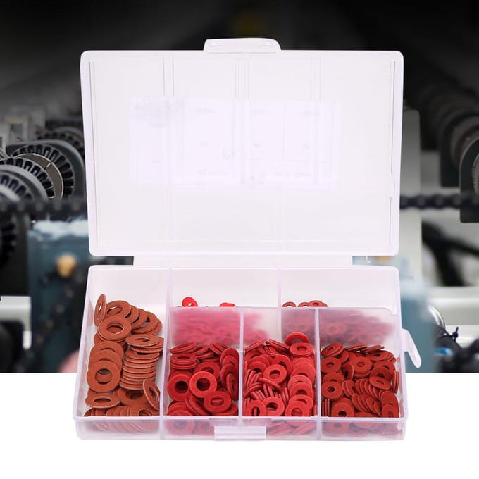500 Stuks Koolstofstaal Geplateerd Wit Zink Rood Isolatie Platte Ring Set