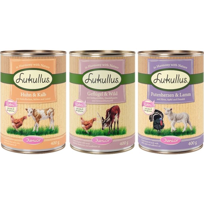 Lukullus Natuurvoer Junior Probeerpakketten - Mix 2: 6 x 400 g