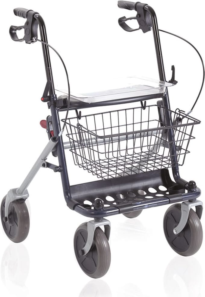 Moretti Stalen rollator - Lichtgewicht opvouwbaar met 4 wielen - Zwart