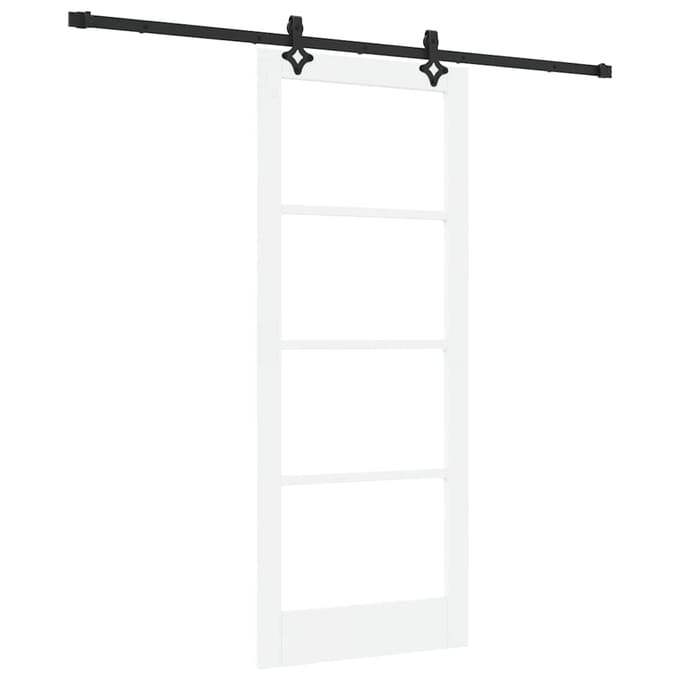 vidaXL - Schuifdeur - Wit - 83 - x - 202 - cm - Massief - grenenhout - en - glas