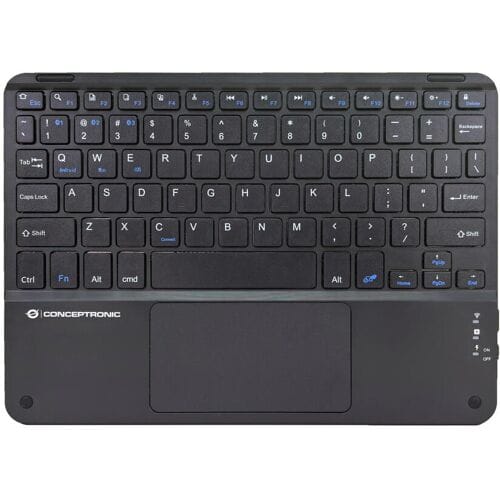 Conceptronic TOBIN01BUS - keyboard - 10" - with touchpad LED indicator - QWERTY - US International - black Input Device - Toetsenbord - Universal - Zwart