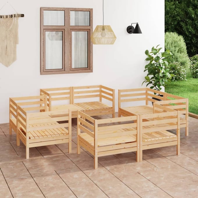 vidaXL - 8-delige - Loungeset - massief - grenenhout