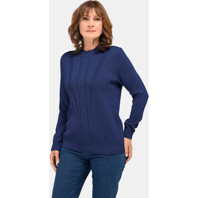 Pullover met opstaande kraag - donkerblauw - Gr. 48 van Goldner Fashion