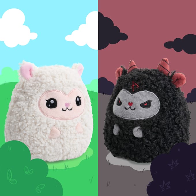 Corimori - Fun Pluchen figuur - Cuddly Sheep - Belle-Bapho (omkeerbaar knuffeldier) - voor Geen - wit-zwart