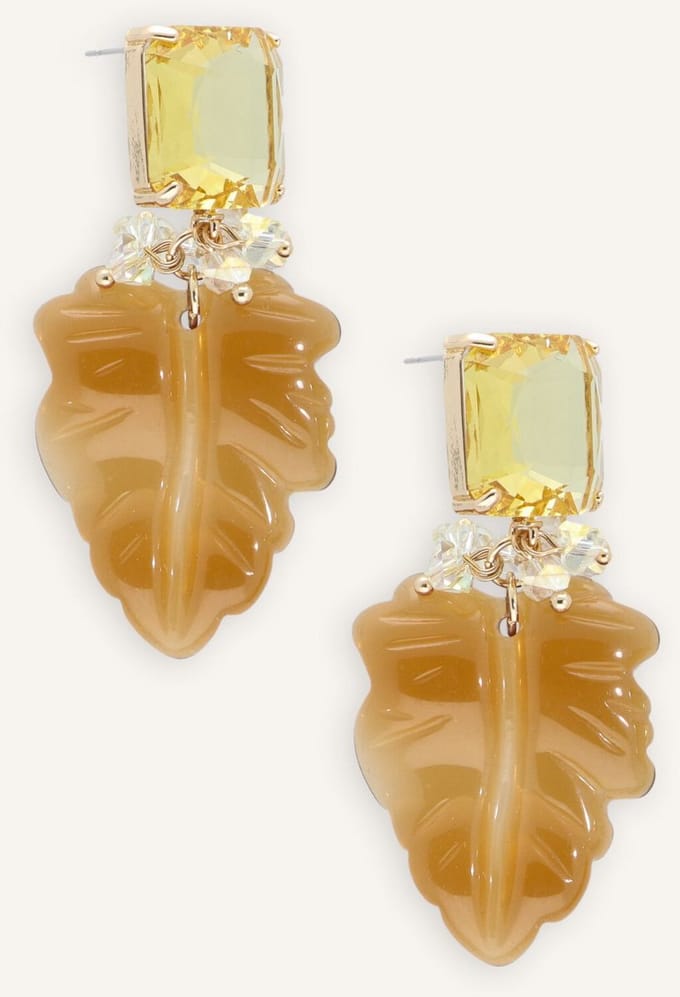 Notre-V Earring Leaf Brown Sieraden Dames - Bruin - Maat ONESIZE