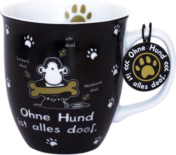 Koffiemok - Thee mok - Warme dranken - Met goud effect - 40 cl - Zwart wit