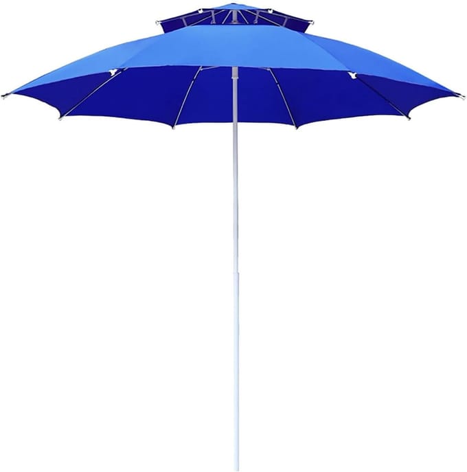 Strandparasol - Buitenzonwering - Genieten van de zon - Dubbellaags ontwerp - 250 cm - Blauw