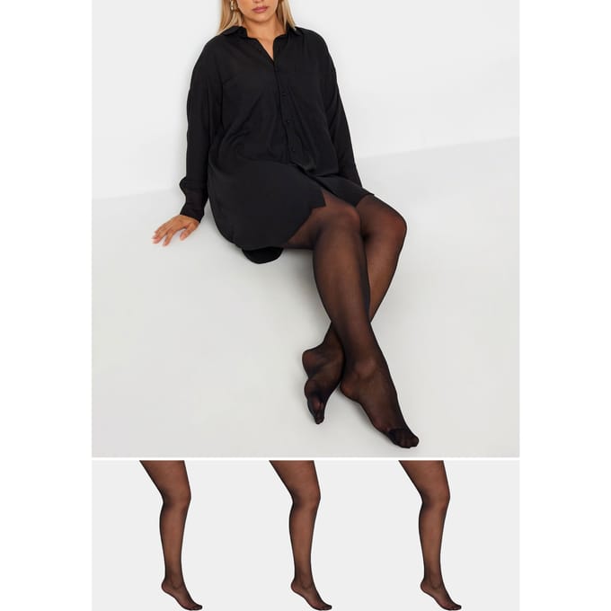 Yours Set Van Drie Paar Ladderbestendige Panty's Van 20 Denier In Zwartsize 26-32