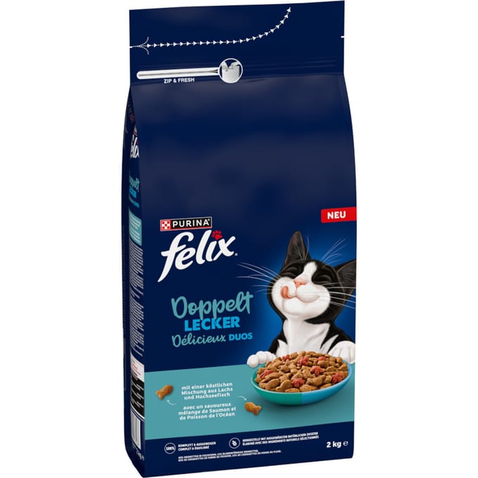 2 kg Felix Dubbel lekker zalm & zeevis kattenvoer droog