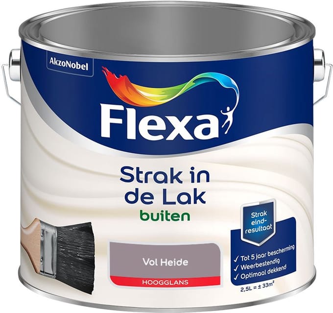 Flexa - Strak In De Lak Buitenlak Hoogglans - Vol Heide - Mengverf - 2,5 L