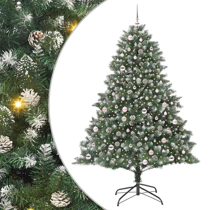 vidaXL - Kunstkerstboom - Groen - 210 - cm - PVC - en - Plastic - en - Staal