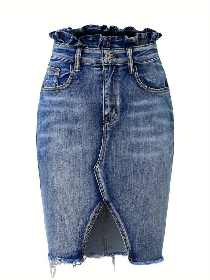 Livano Spijkerrok - Rok - Jeansrok Dames - Denim - Spijkerjurk - XL
