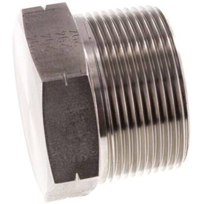 1 1/2'' NPT Buitendraad RVS Plug met Buitenzeskant 70 Bar - FL1-M-S-112N-E