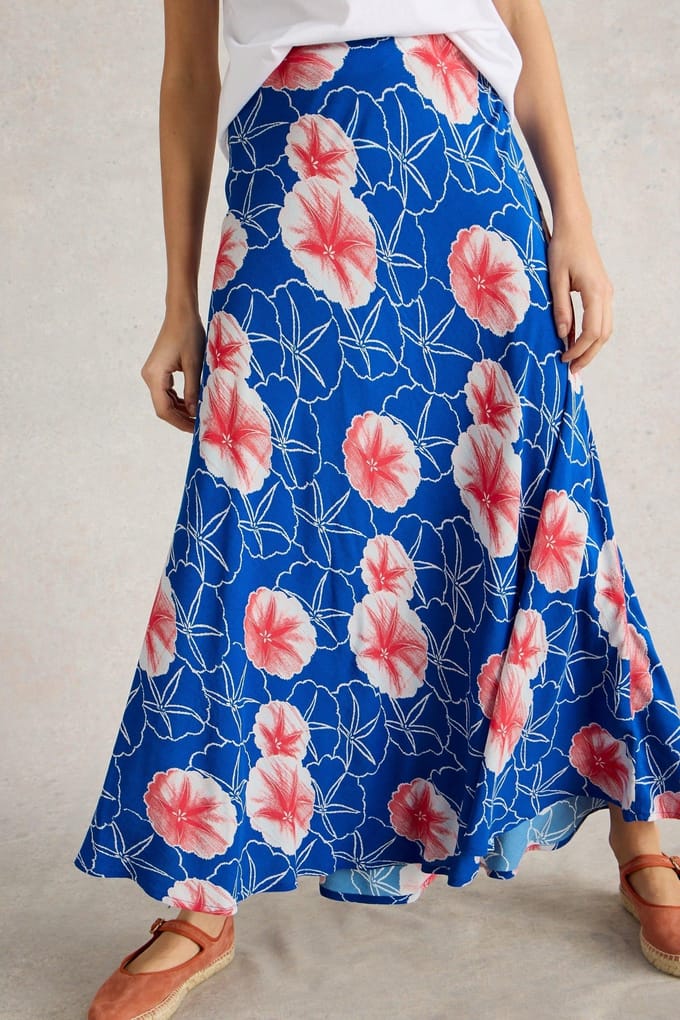 White Stuff Hope Bias Cut Maxi Skirt Blue Print Größe: 12 REGULAR | Maxiröcke Outlet | Damen | Blau