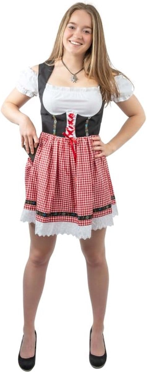 Dirndl Jurk - Nena - Zwart-Rood Geblokt - Dames