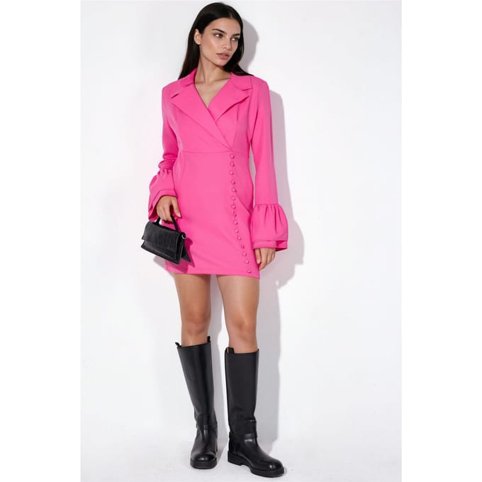 Aansluitend Mini-jurk met V-hals en Knopen