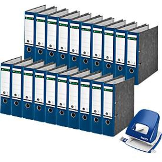 Economy set Leitz® map 1080, 80 mm, 20 stuks + gratis Leitz® punch NeXXt serie 5008, blauw