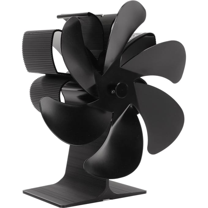 6 Blads Kachel Eco Ventilator Zwart Zelfstartend Hittebestendigheid Energie-efficiëntie Warmte black