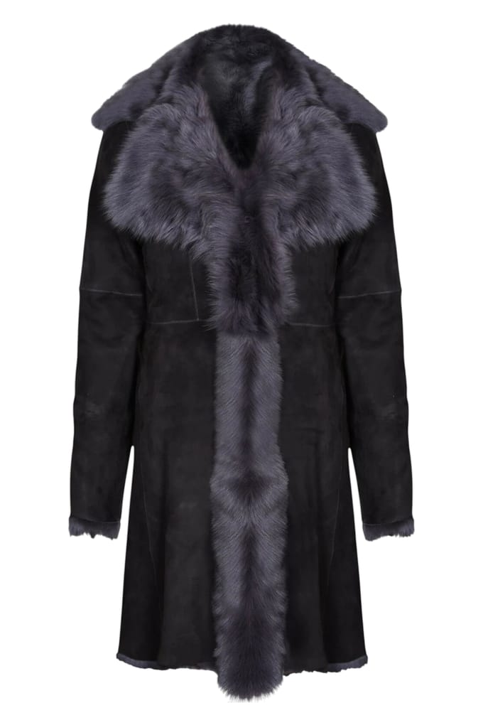 Grijze Toscaanse schapensuède leren trenchcoat voor dames - Celeste